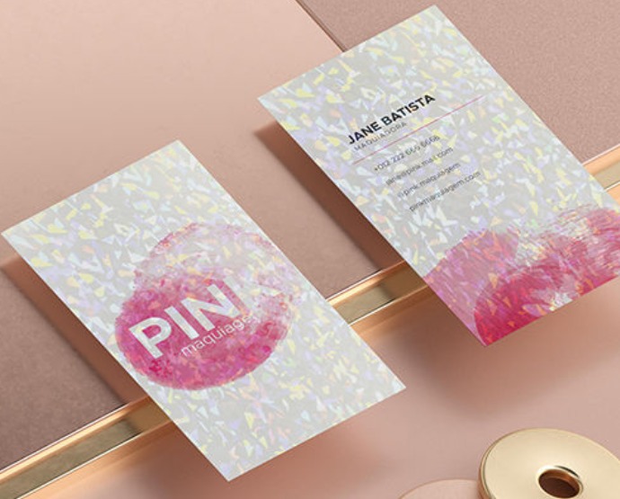 Cartão de Visita em Couché Brilho ou Fosco com Laminação Holográfica